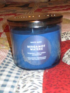 Bergamont Waters - Bath & Bodyworks Three Wick Candle (White Barn)